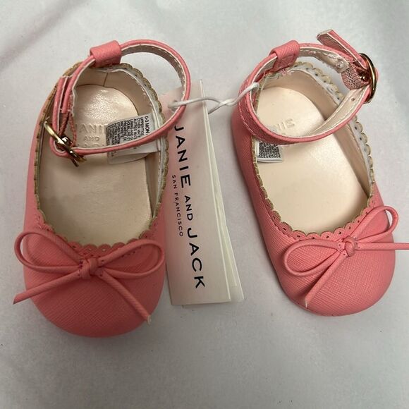 Janie and Jack 100049330 Newborn Ballet Pink Baby Bow Ballet Flat  size 0-3 m - Picture 2 of 7